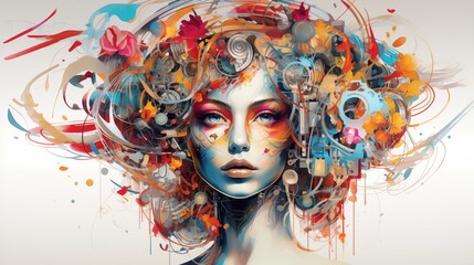 AI-Enhanced Creativity Vector Art Infused with AI-Driven Imagination