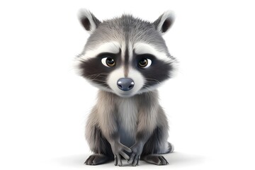 Obraz premium Curious Woodland Creature Cartoon Raccoon Portrait