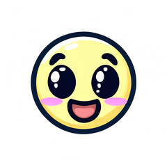 Fototapeta premium sketchy smiling yellow emoticon on a white background, generated by Ai