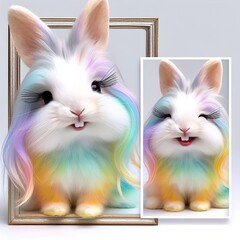 Rainbow colored baby rabbit