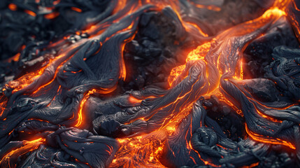 Close-up of molten  lava flow from volcano 2