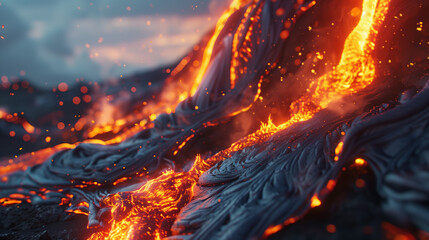 Close-up of lava flow from volcano 2