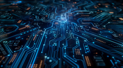 Abstract technology circuit board black and blue visualization concept wallpaper 16-9Abstract technology circuit board black and blue visualization concept wallpaper 16-9