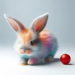 Rainbow colored baby rabbit