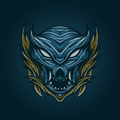 The head blue monster vector illustration