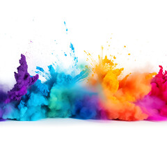 Colorful explosion of paint. Isolated on white background. 3d rendering.