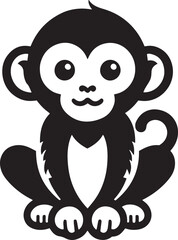 Silhouette of a naughty little monkey vector illustration.