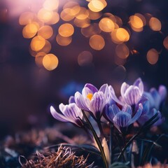 Fototapeta premium Flowers on the background of bokeh. copy space