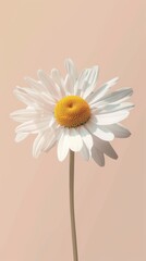 Dynamic graphic poster with a daisy floating against a subtle backdrop, creating a gentle contrast that showcases the flower s purity