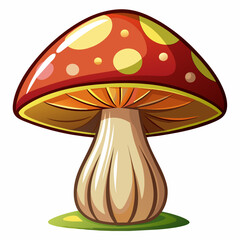 Fresh Mushroom Vector: White Background Illustration for Versatile Use