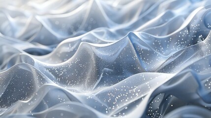 Celestial Whispers: Whispers of the cosmos manifest as mesmerizing 3D waves, speckled with silver...