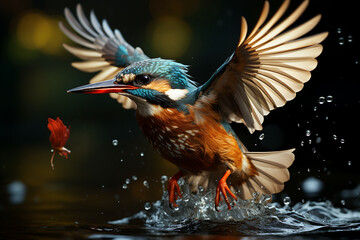 Obraz premium Kingfisher (Alcedo atthis) in the rain.