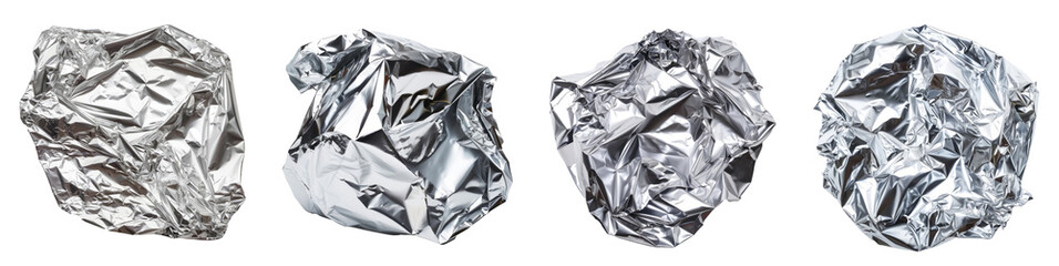 Aluminum Foil Ball Isolated, png set