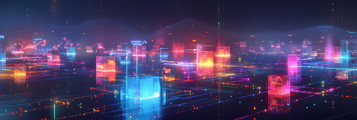 Smart city and abstract dot point connect with gradient line and aesthetic Intricate wave line design , big data connection technology concept .