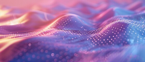 Ethereal 3D geometric dots and lines cascade gracefully across the widescreen wallpaper, evoking a sense of cosmic tranquility.