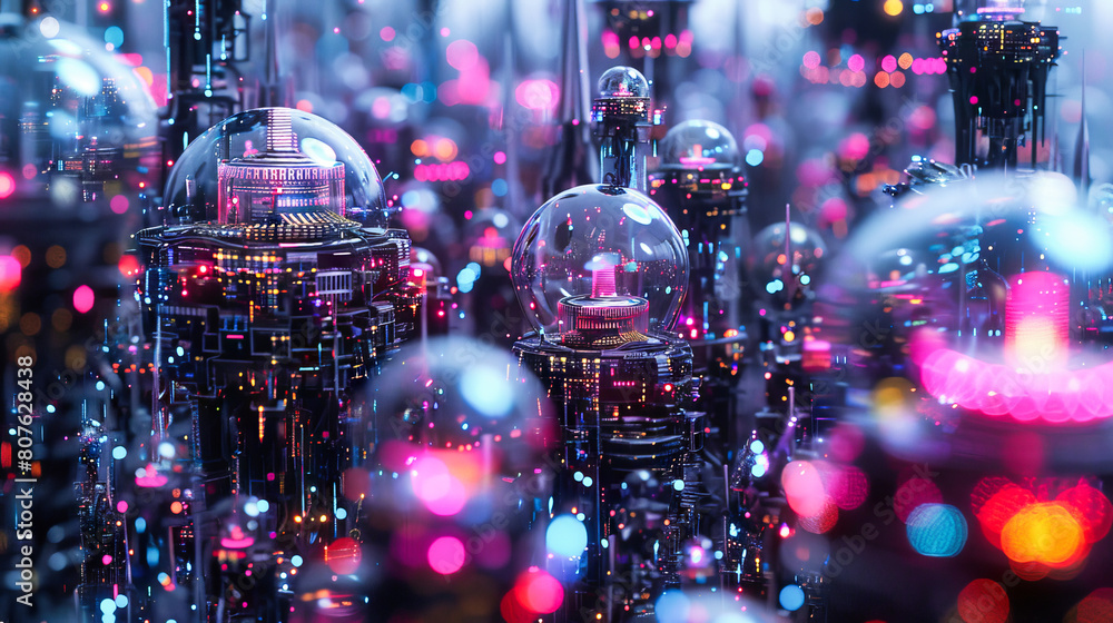 Poster generic intricate electronic elements in an abstract advanced technology composition