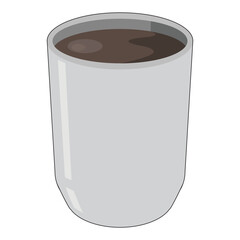 A tall cup without handle of tea, or coffee, or other beverage, isolated on white backdrop (background). External stroke can be easily deleted by one click. Food and drinks. Vector illustration.