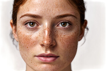 High resolution photo of freckles on lady face