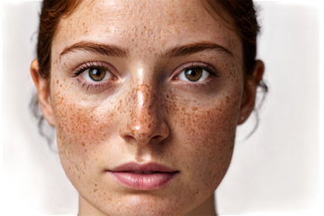 High resolution photo of freckles on lady face
