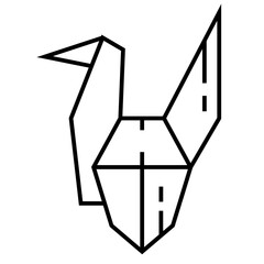 Origami bird vector icon.