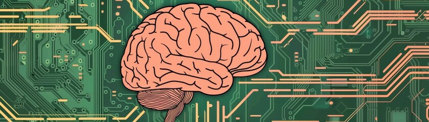 Human brain communication through a circuit board and artificial intelligence - obrazy, fototapety, plakaty