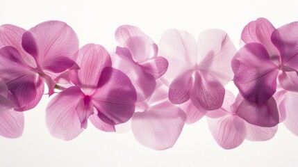 Obraz premium Abstract representation of orchid petals segmented and floating freely, using negative space to creatively explore the flowers delicate structure
