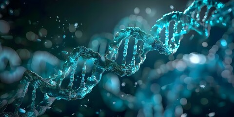 Exploring the DNA Double Helix Structure and Genetic Engineering in the Human Genome. Concept DNA Double Helix, Genetic Engineering, Human Genome, Biotechnology, Genetic Modification - obrazy, fototapety, plakaty