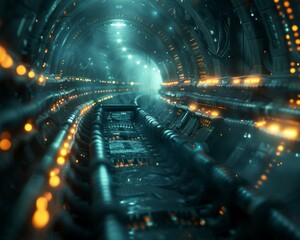Futuristic Sci-Fi tunnel. AI.