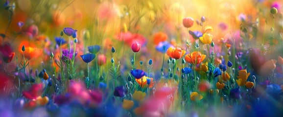 The Exuberant Hues Of A Multi-Colored Summer Meadow Burst Forth In A Symphony Of Colors, Background HD For Designer 