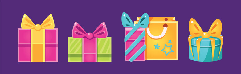 Gift Box and Package as Shopping and Purchase Vector Set