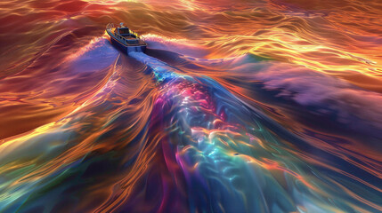 Beautiful and attractive wallpaper of boat which splashing with ocean water.
