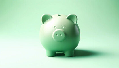 a pastel green piggy bank in a minimalist style