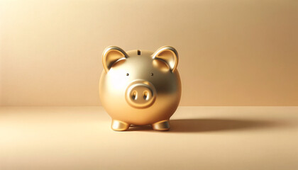 a pastel gold piggy bank in a minimalist style