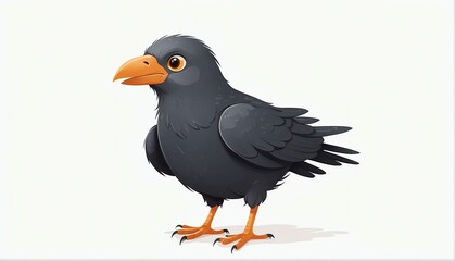 Naklejka premium cute crow bird on plain white background from Generative AI