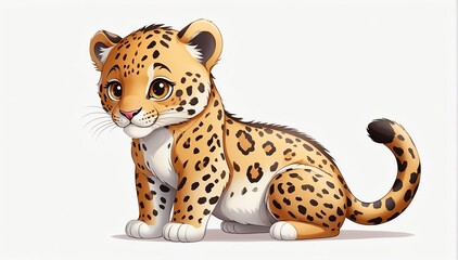 cute leopard on plain white background from Generative AI