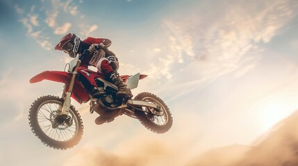  motocross racer performing an impressive trick, such as a backflip or a double whip, showcasing their skill and mastery of the sport. 