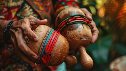 percussionist shaking their maracas with infectious rhythm, their movements adding a vibrant energy to the music 
