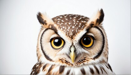 cute owl on plain white background from Generative AI