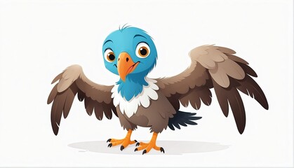 cute vulture bird on plain white background from Generative AI
