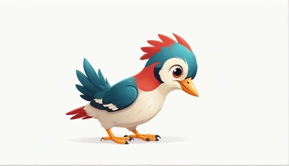 cute woodpecker bird on plain white background from Generative AI