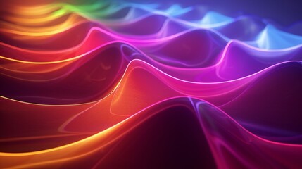 Fototapeta premium Techno Swirls: Vivid neon swirls dance atop futuristic 3D waves, forming a dynamic and captivating scene.