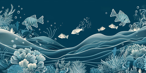 Earth day underwater ecosystem illustration