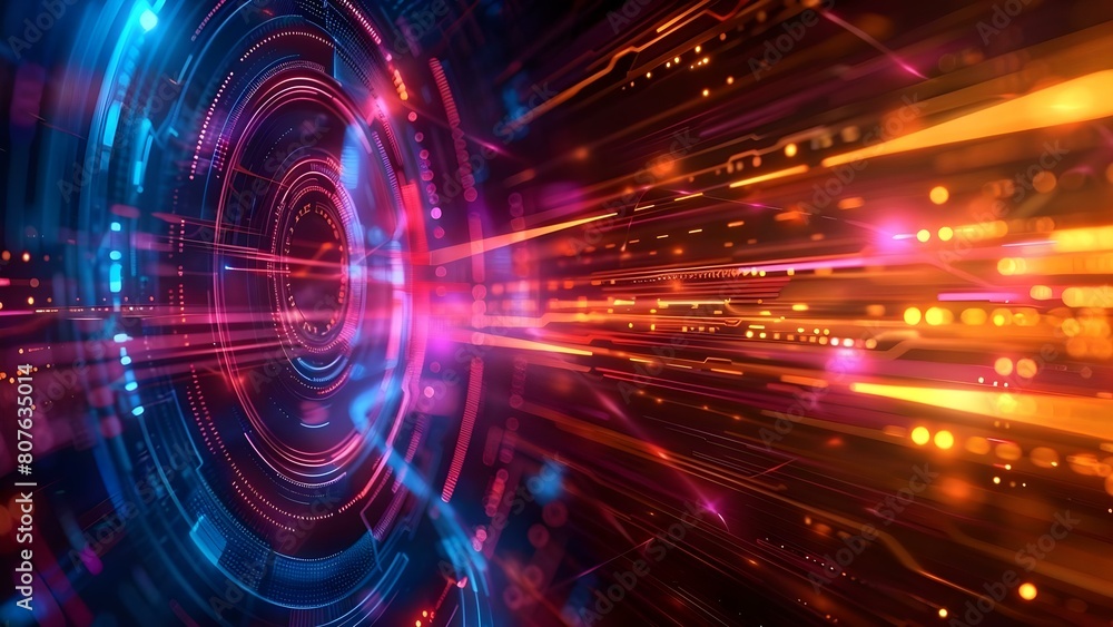 Poster futuristic circular hud element in virtual reality showcasing cyber security technology. concept vir