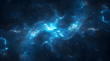 Abstract space background with blue nebula and stars