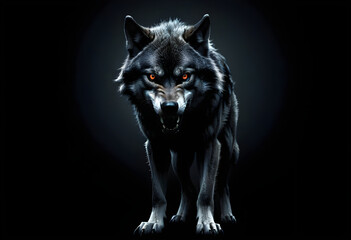 Evil wolf in a dark background