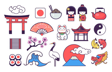 big set of vector traditional japanese  icons