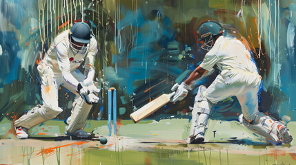 englische nationalsportart cricket in pastellfarben design visualisiert