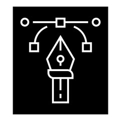 Pen tool cursor. Vector computer graphics. Logo for designer or illustrator. Design icon. The curve control points.