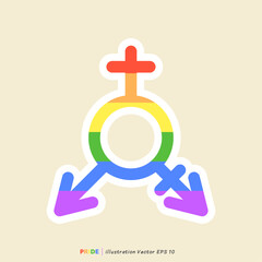 Obraz premium Pride month stickers, LGBT flat style symbols with pride flags, gender signs, rainbow,LGBTQ pride community Symbols, Vector set of LGBTQ, Vector illustration EPS 10