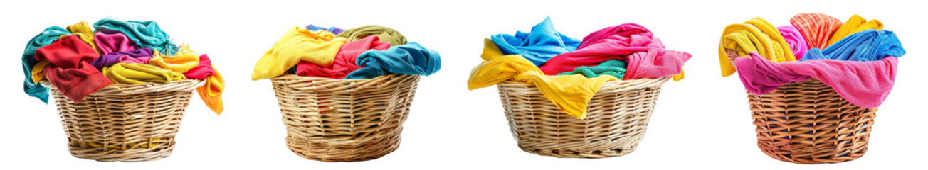 Laundry basket, PNG set, collection, transparent background.